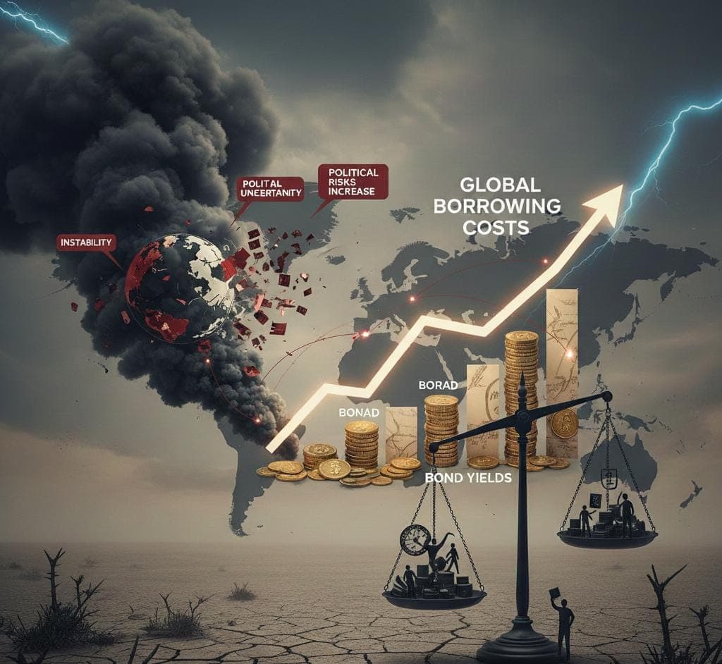 ارتفاع تكاليف الاقتراض عالمياً مع صعود عوائد السندات وتزايد المخاطر السياسية