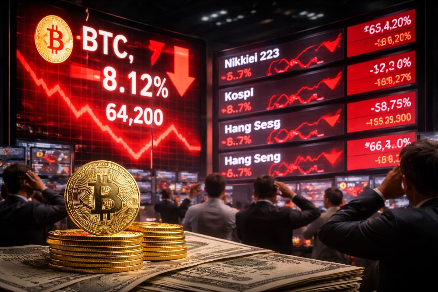 تراجع بيتكوين والأسهم الآسيوية بضغط خسائر التكنولوجيا في وول ستريت