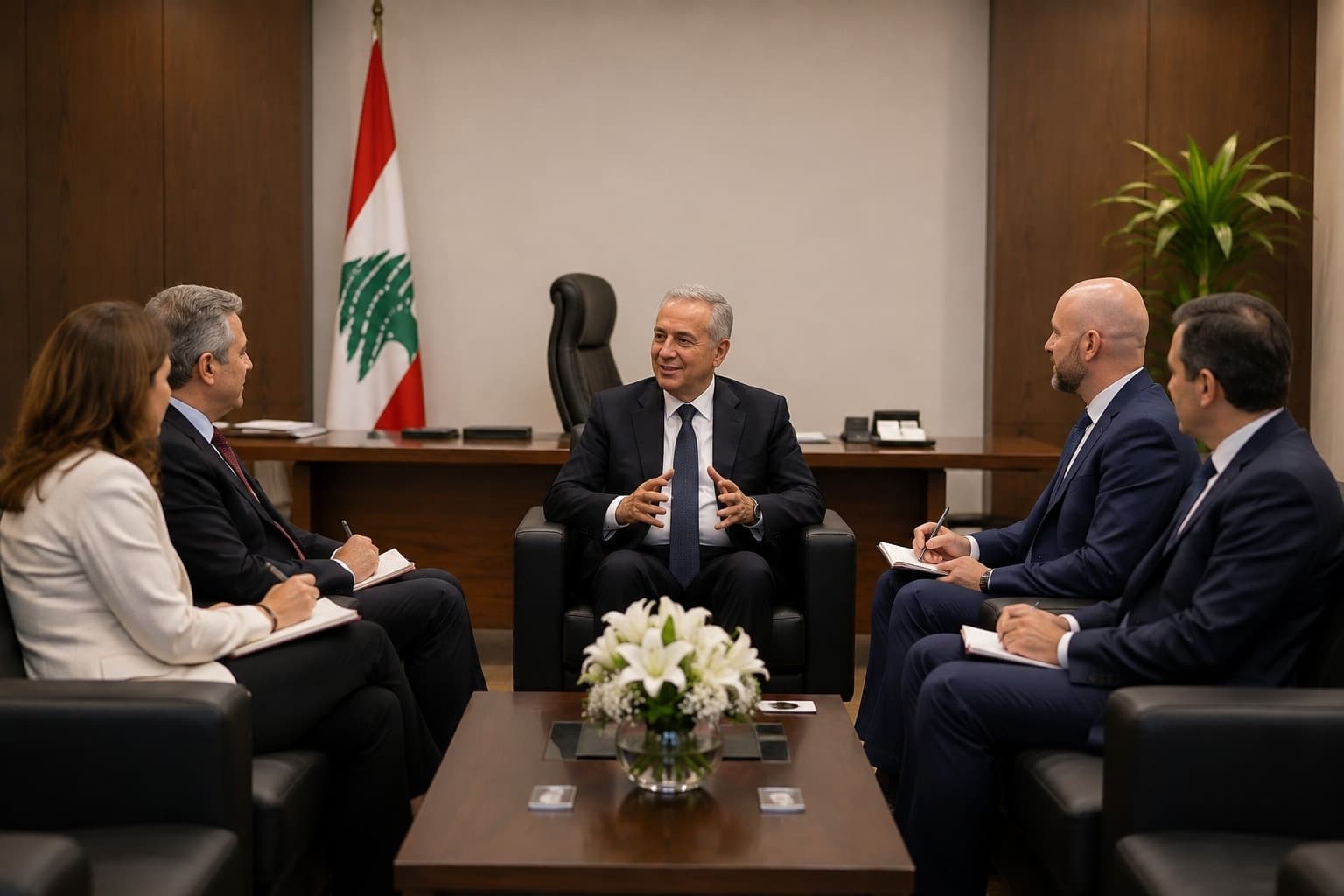 لبنان: رسامني يبحث مع وفد أميركي تطوير قطاع النقل والبنى التحتية