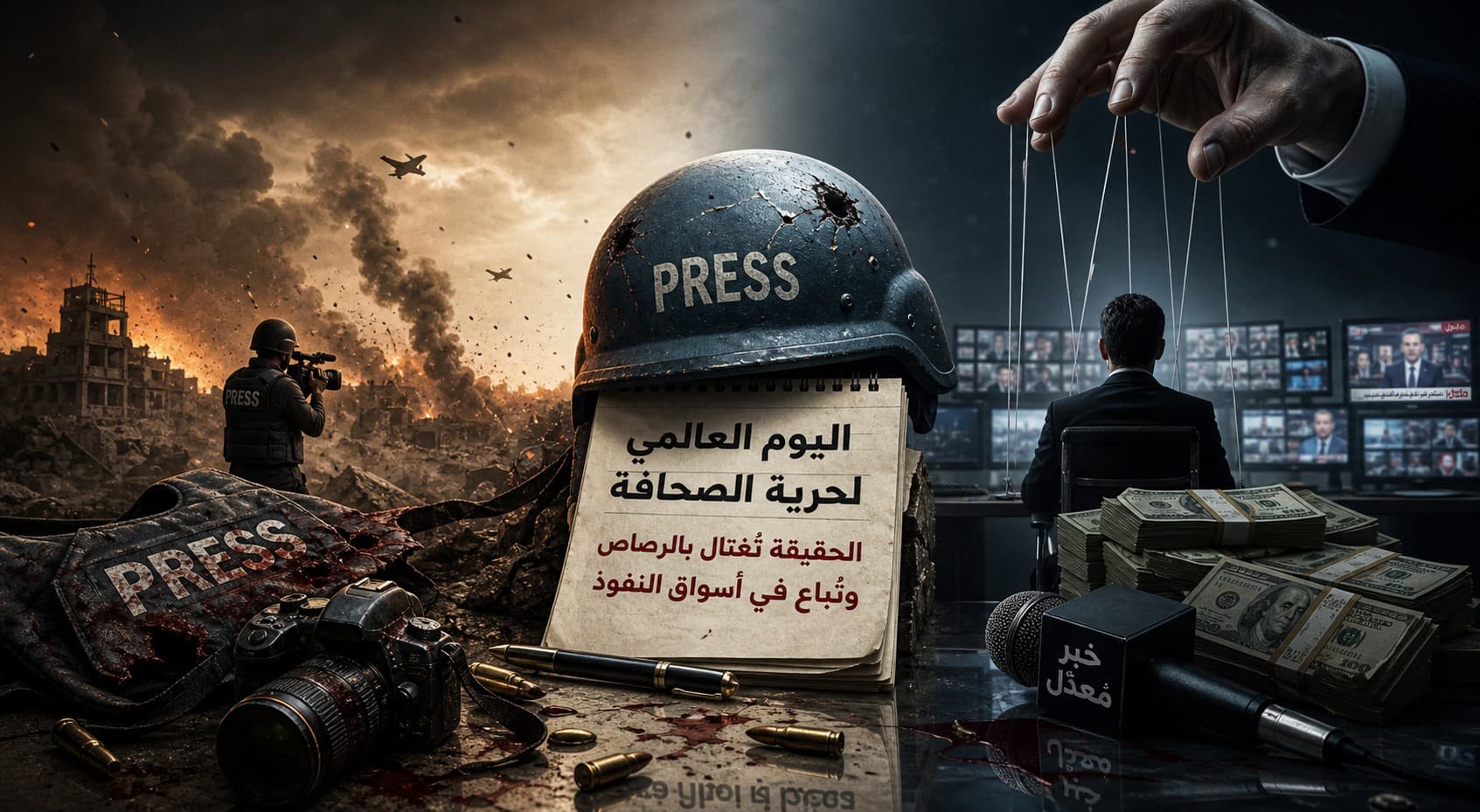 اليوم العالمي لحرية الصحافة... اغتيال الحقيقة بالحرب وبيعها في أسواق النفوذ
