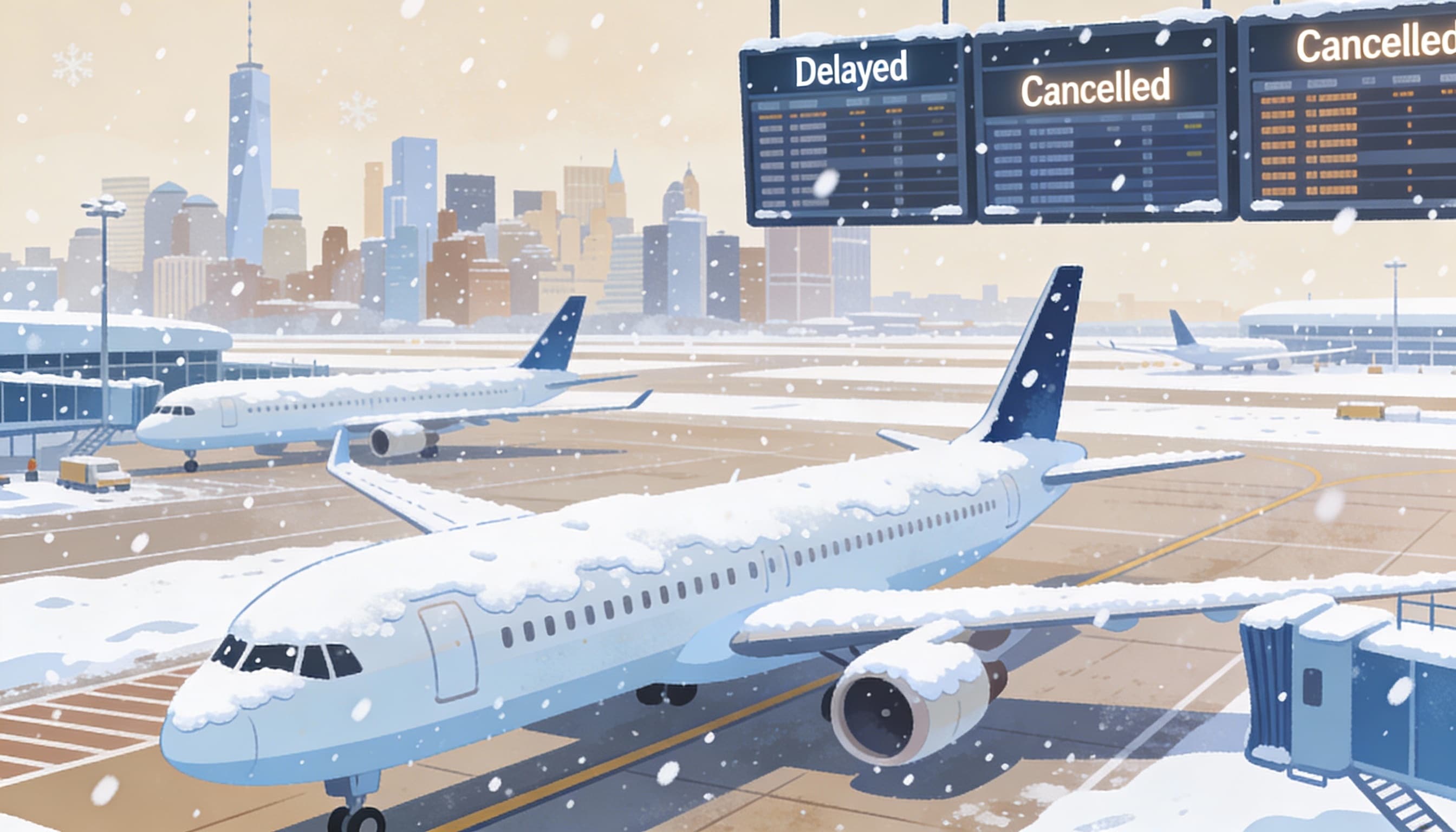 ثلوج تعطل الطيران في شمال شرق أميركا: أكثر من 14 ألف رحلة متأثرة