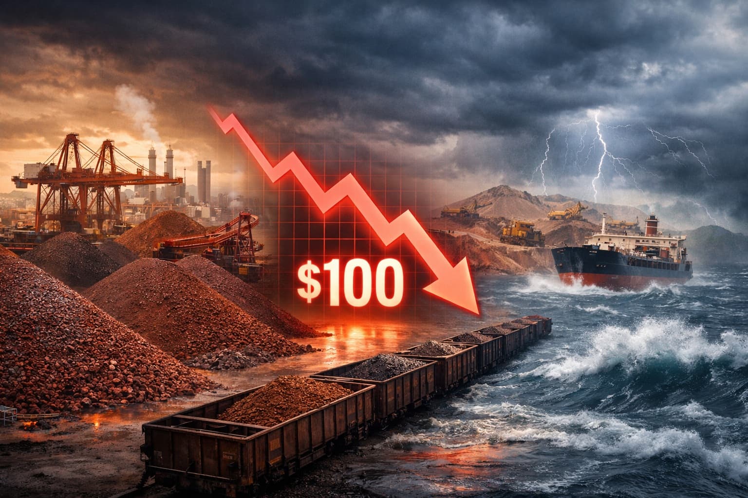 أسعار خام الحديد تهبط دون 100 دولار وسط وفرة المعروض وضعف الطلب الصيني