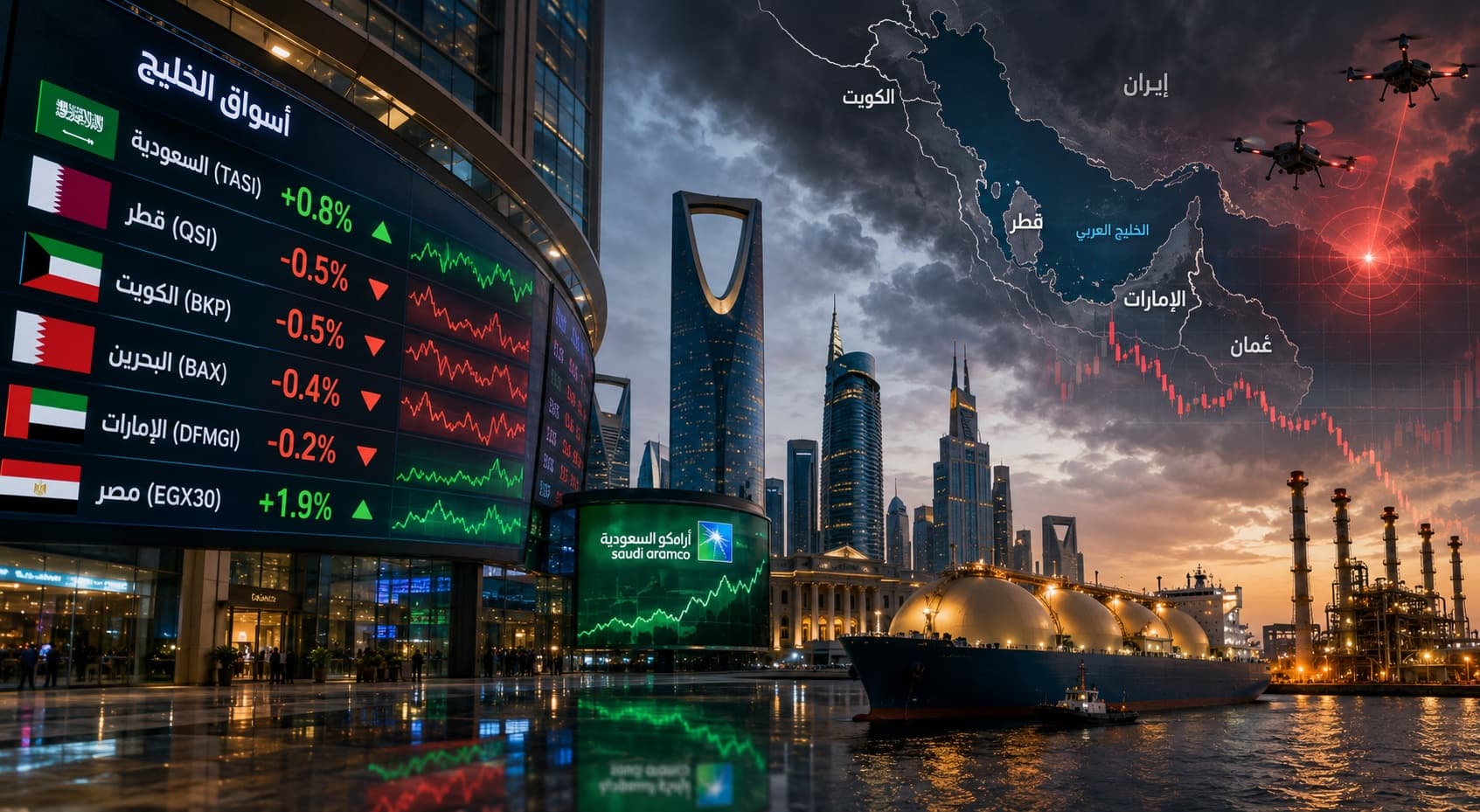 أسواق الخليج تتراجع وسط تصاعد التوترات الأمنية في المنطقة