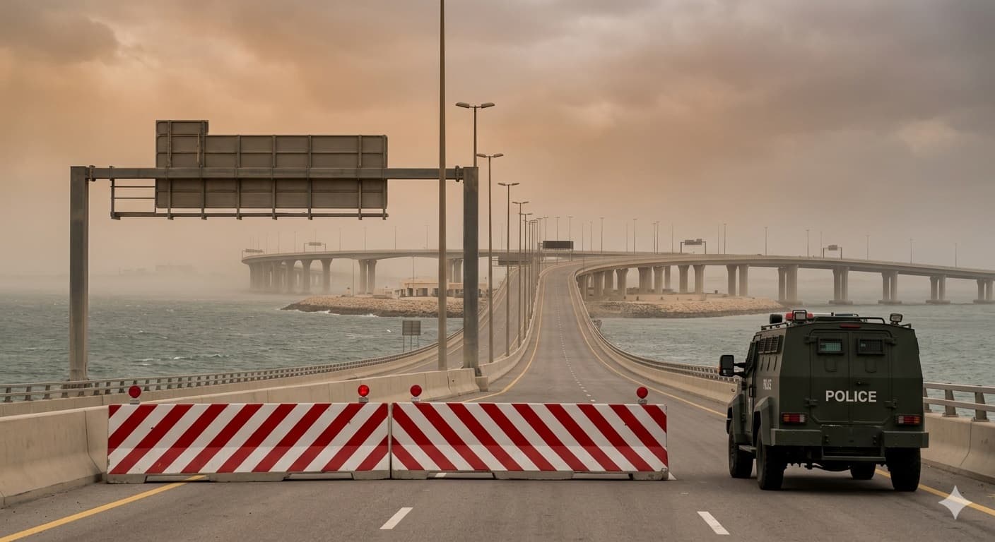 ألسلطات السعودية تعلن تعليق حركة المرور على جسر الملك فهد احترازياً