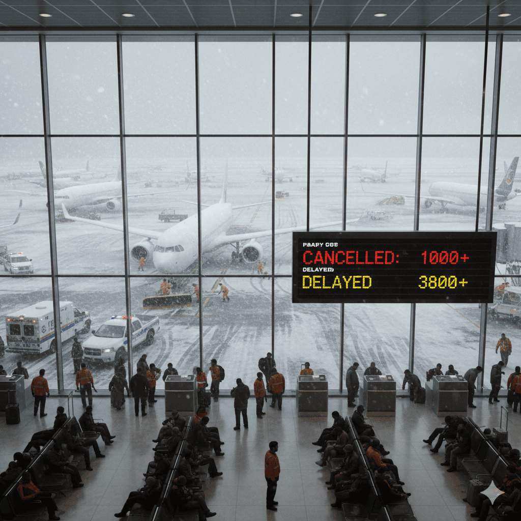 تعطل آلاف الرحلات الجوية بأميركا بسبب عاصفة شتوية شديدة