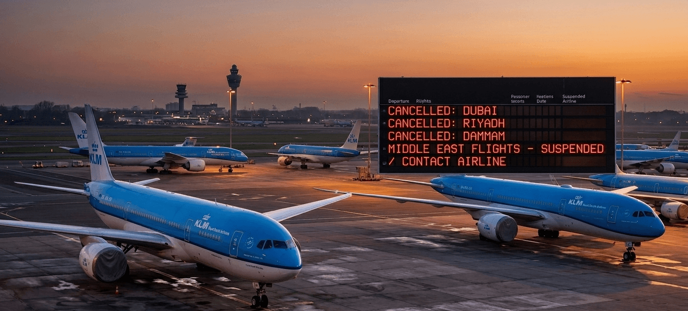 الخطوط الجوية الملكية الهولندية "كي إل إم" تعلق رحلاتها وتتجنب أجواء عدة دول بالشرق الأوسط