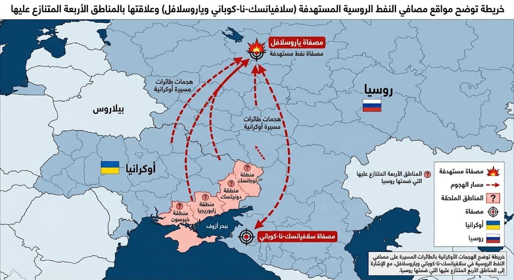  أوكرانيا تواصل هجماتها بالمسيرات على مصافي النفط الروسية وبوتين يعترف بـ"عجز معين" في الوقود
