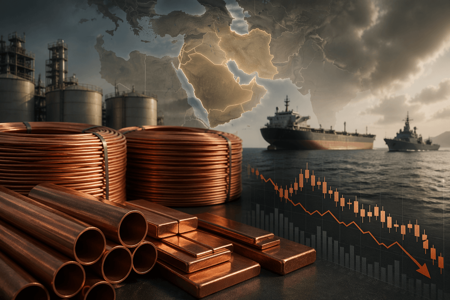 أسعار النحاس تتراجع بشكل ملحوظ تأثراً بالحالة الضّبابيّة الدّوليّة(AI)