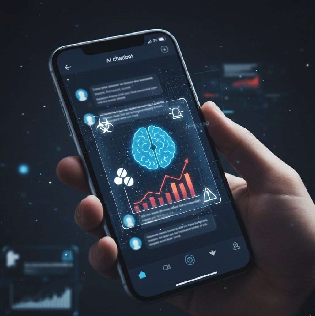 شاشة هاتف تعرض دردشة مع روبوت ذكاء اصطناعي (Ai)