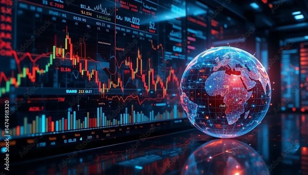Trading screen and financial indicators ai generated