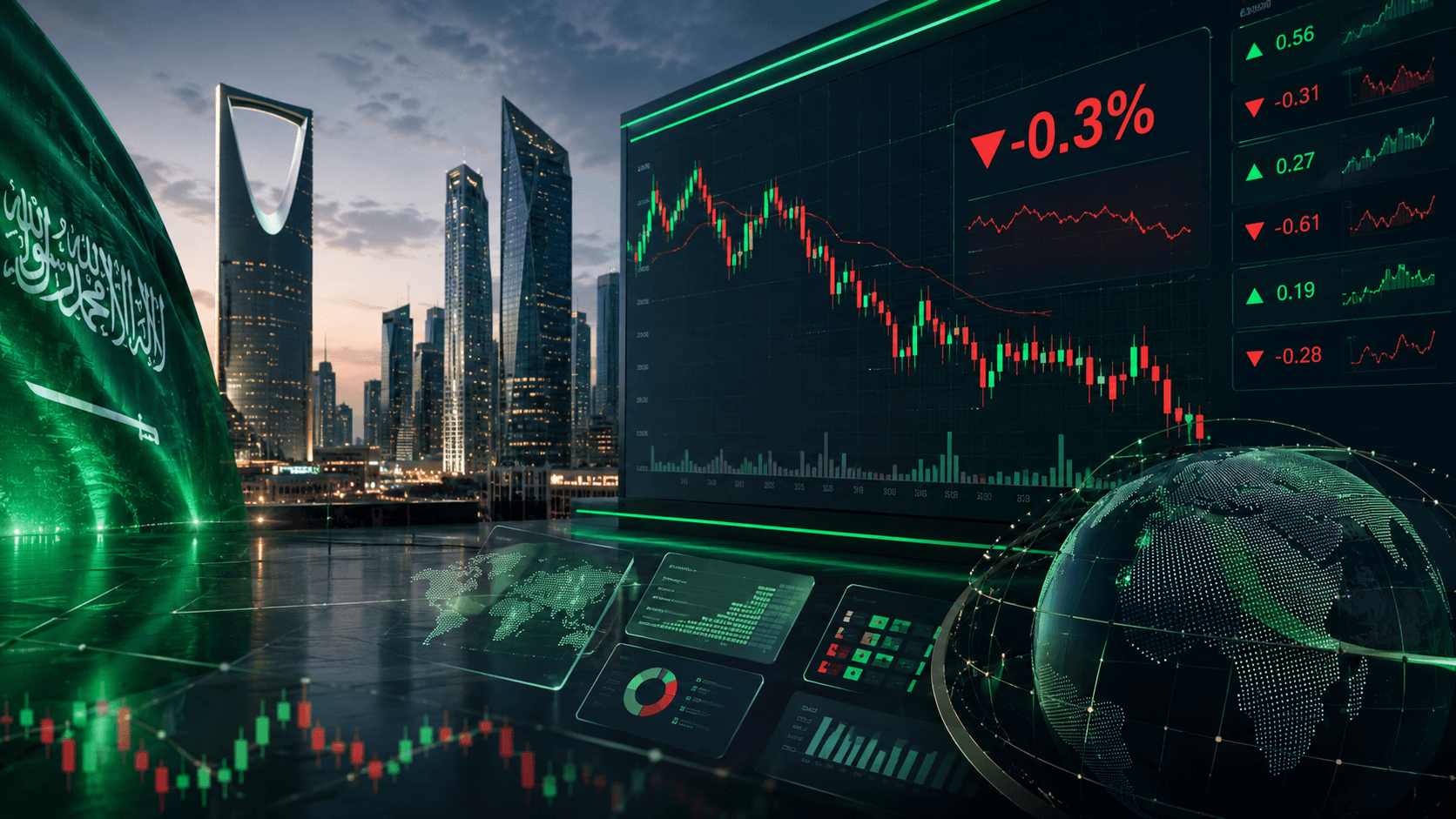 "تاسي" ينخفض 0.3% وسط تنفيذ المراجعة الدورية لمؤشرات "إم إس سي آي" 