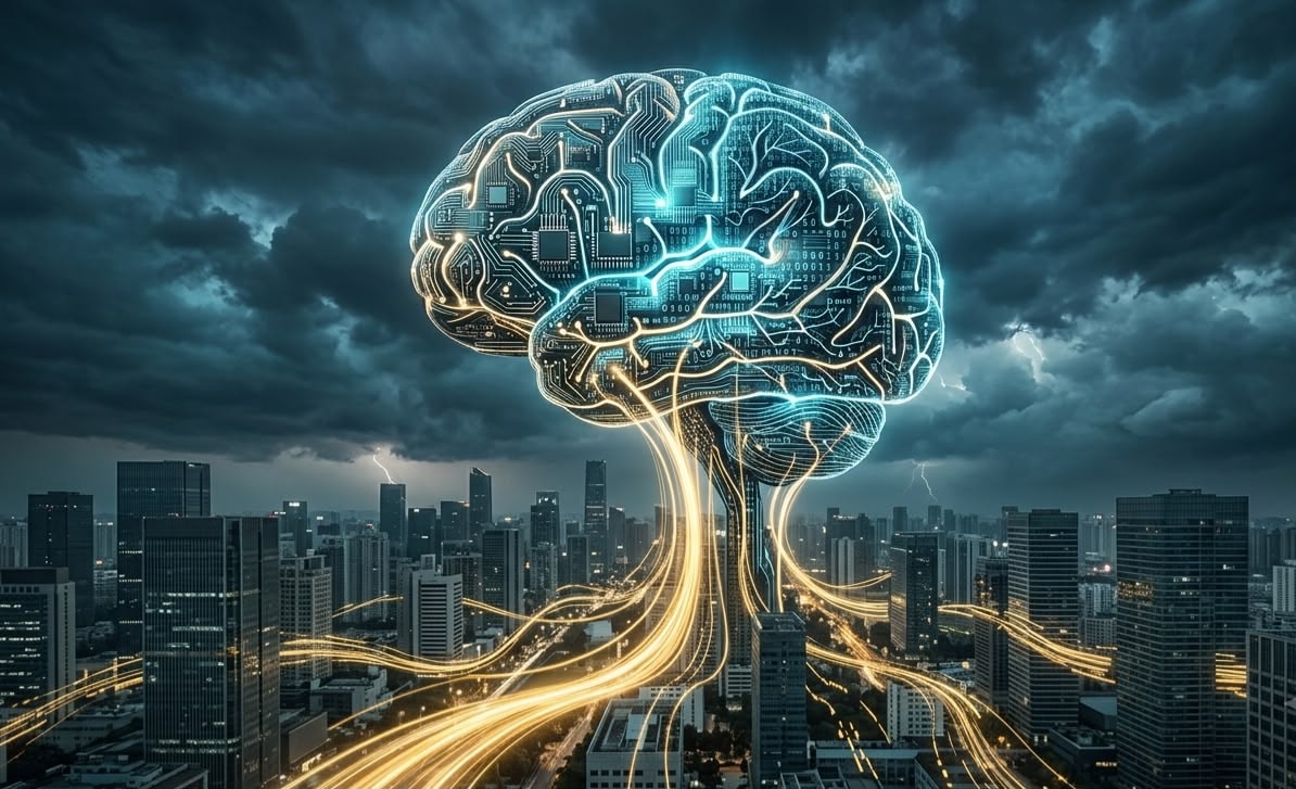 ذكاء اصطناعي يستمد الطاقة من مدينة مضيئة ai