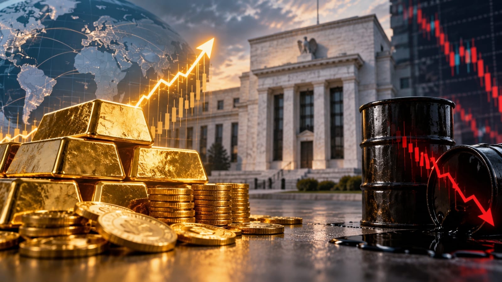 ارتفاع الذهب مع تراجع النفط ترقّبًا لقرار الفائدة الأميركية-AI