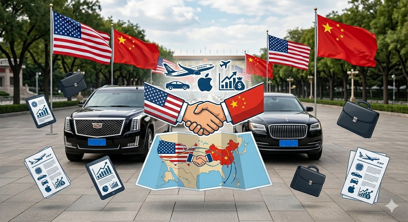 الرّئيس ترامب يلتقي شي جين مع كبار رجال الأعمال(AI)
