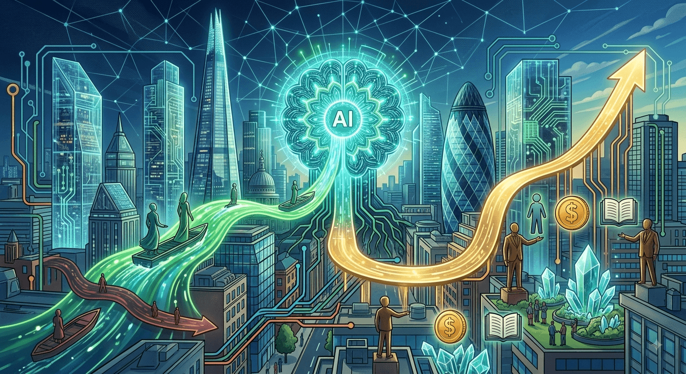 رمزية تأثير الذكاء الاصطناعي على سوق العمل في بريطانيا ai