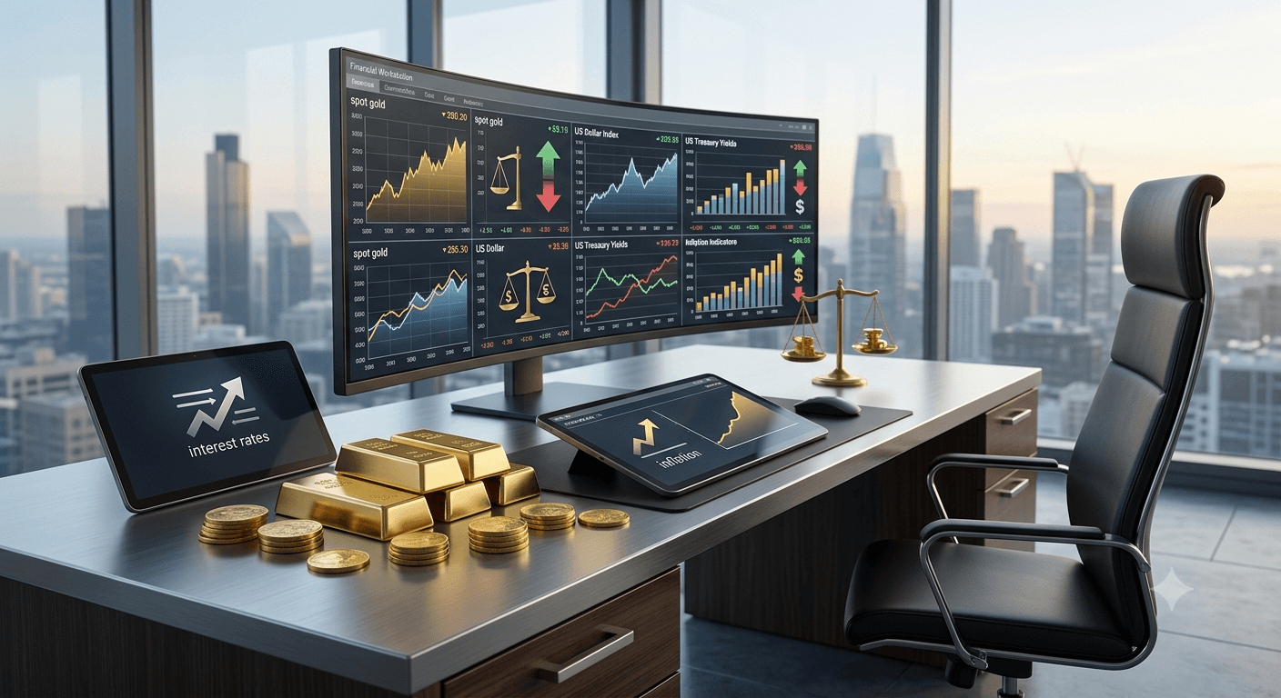 صورة تبرز العلاقة بين أسعار الذهب وأسعار الفائدة الأمريكية ai