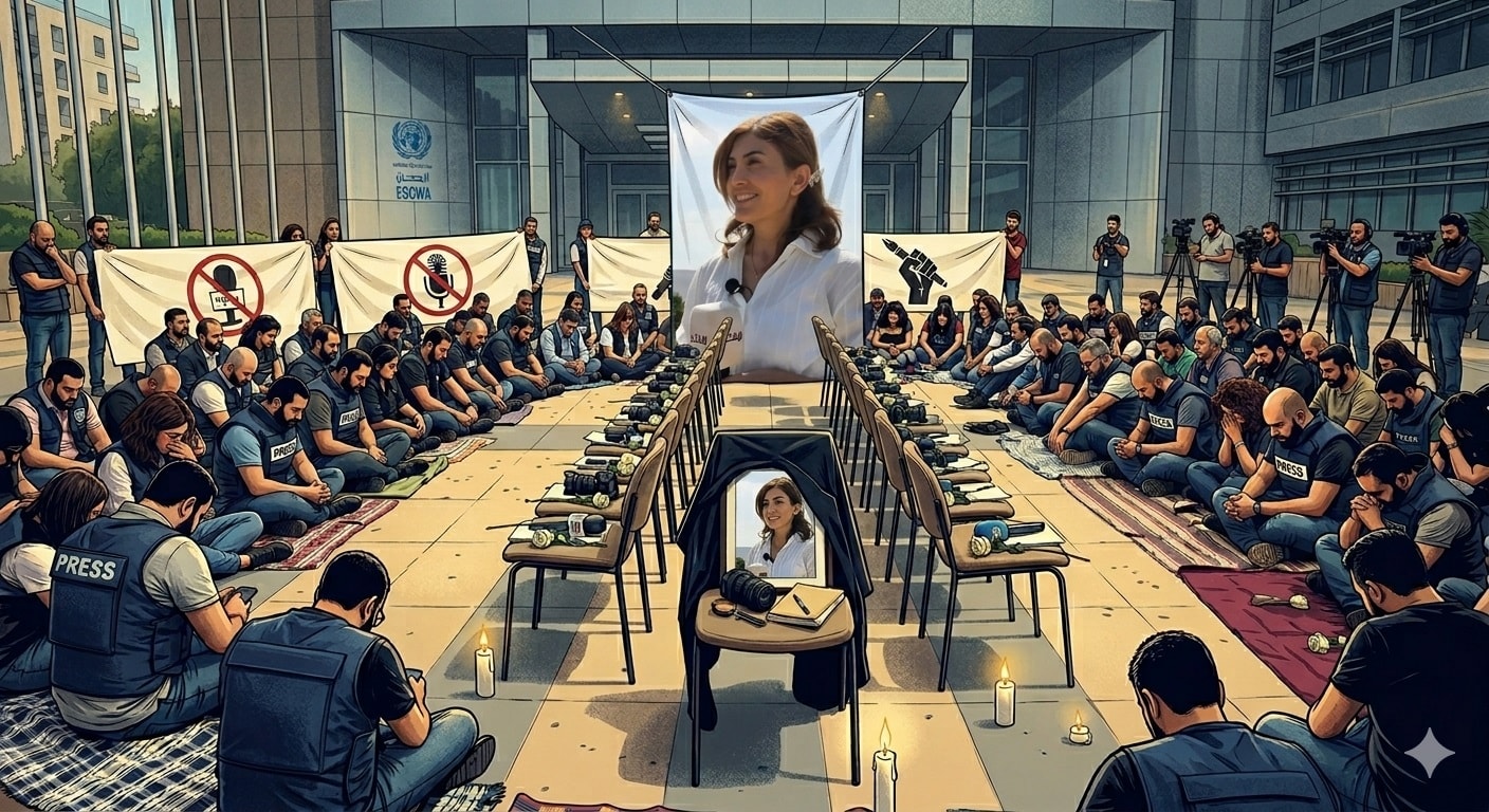 وقفة تضامنية أمام الإسكوا_صورة مولدة عبر الذكاء الاصطناعي