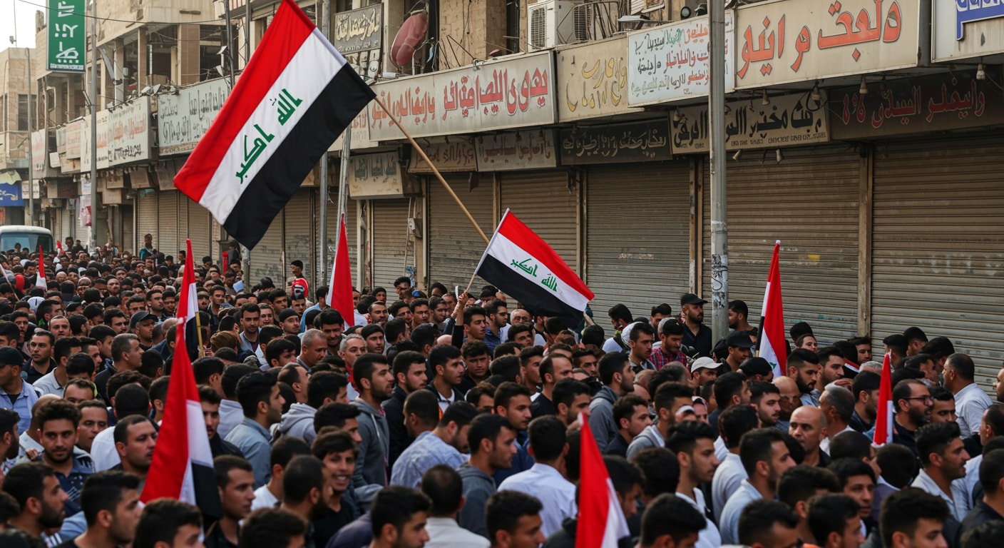 آلاف التجار يحتجون في بغداد (Ai)