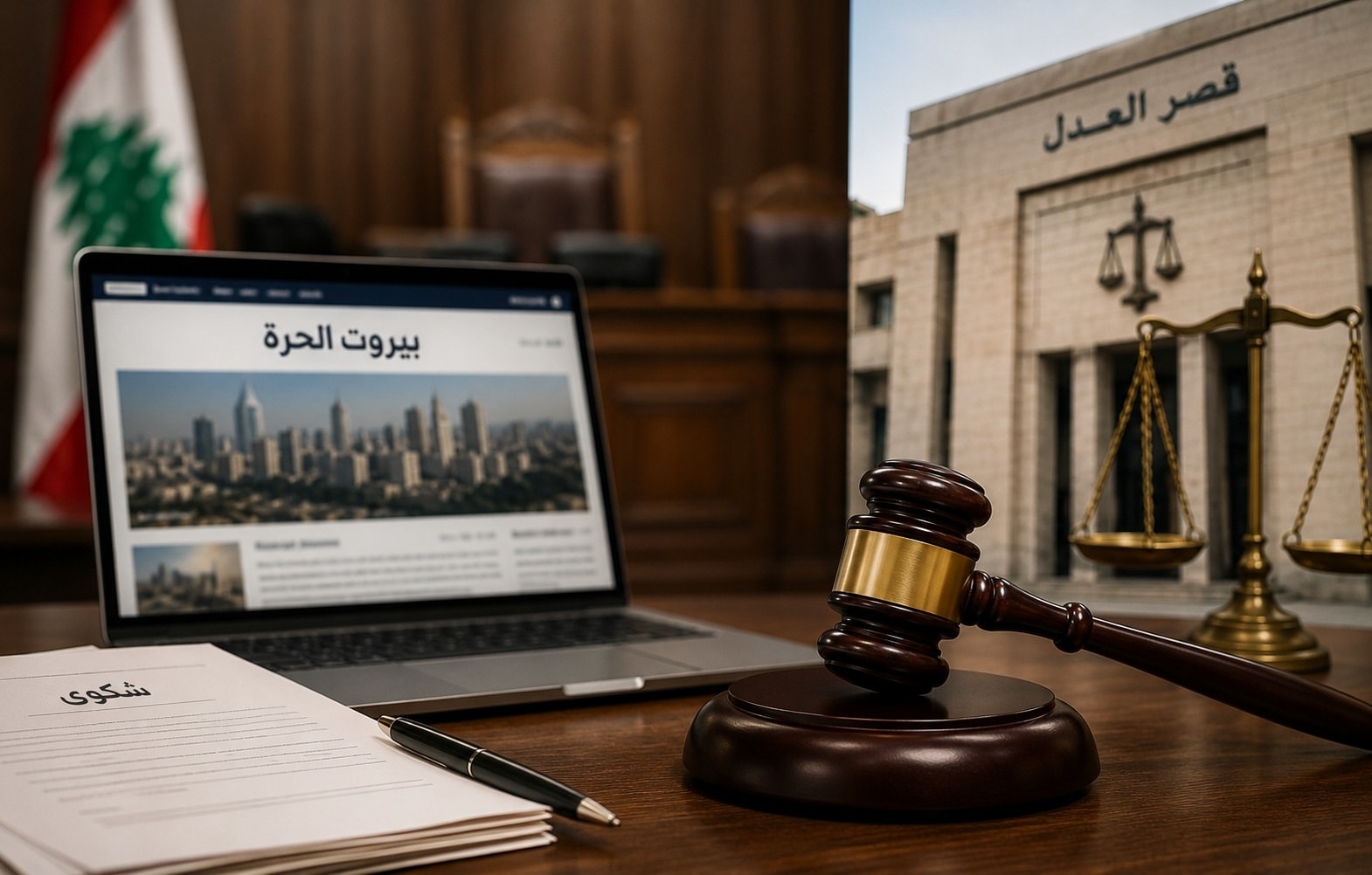 مطرقة ولابتوب يعرض موقع بيروت الحرة ai