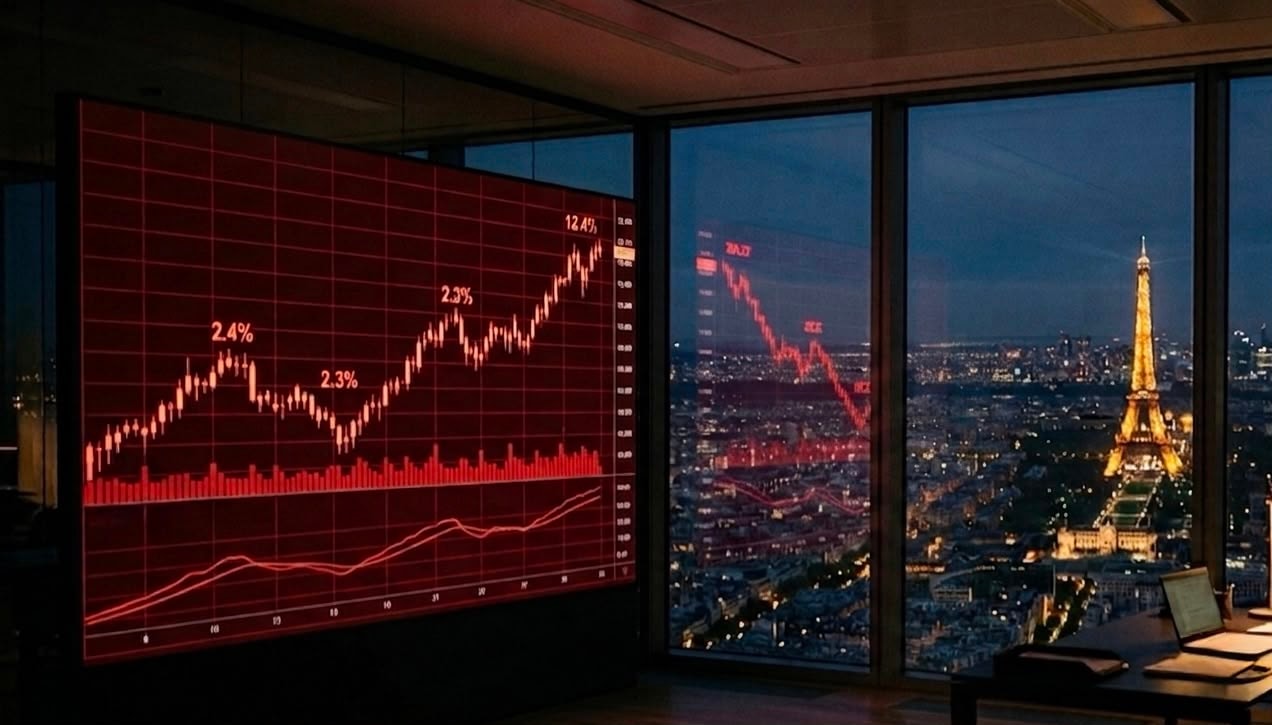 مؤشرات حمراء متصاعدة أمام برج إيفل ai
