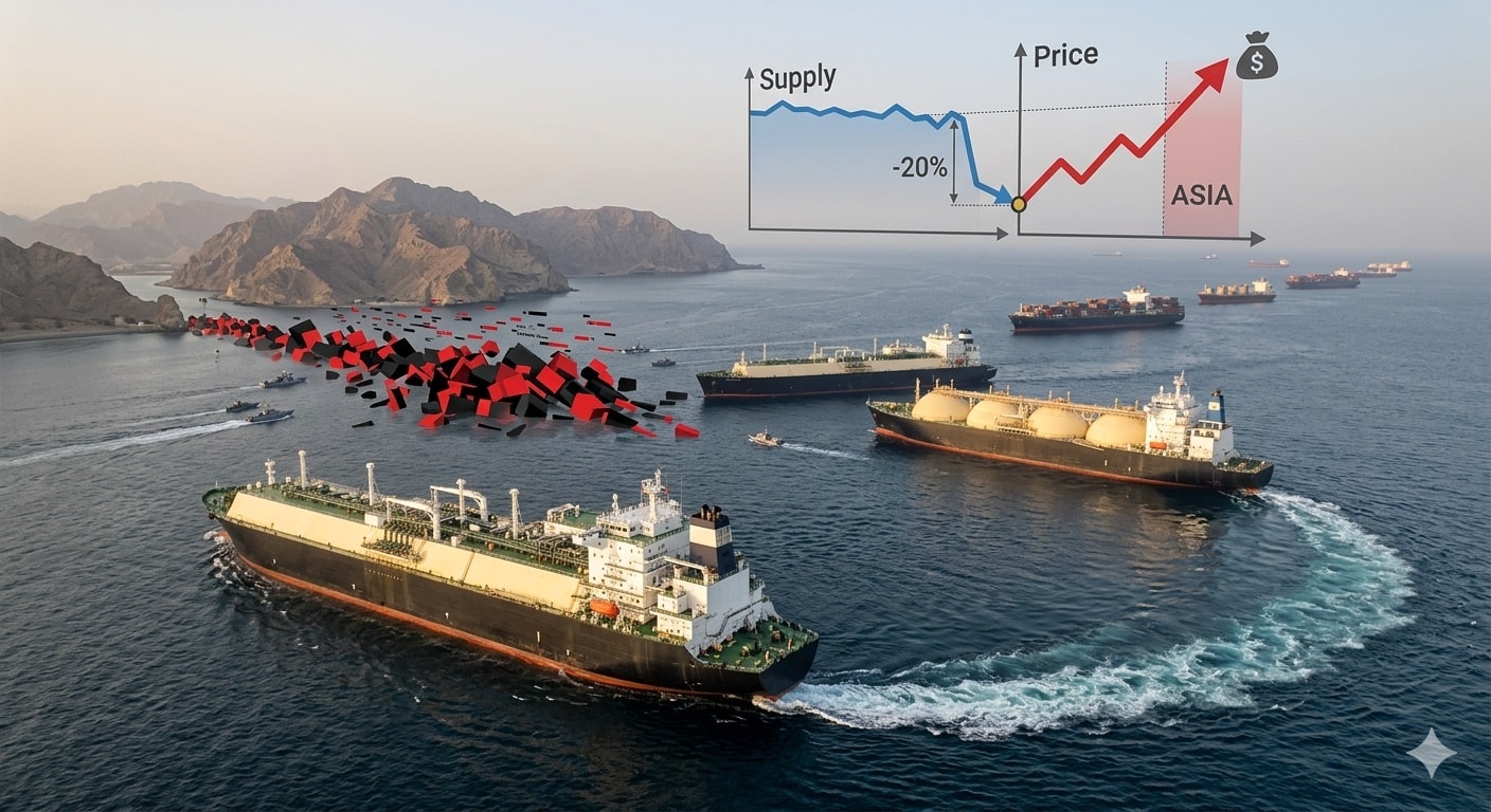 إغلاق المضيق يقلص الإمدادات العالمية_صورة مولدة عبر الذكاء الاصطناعي