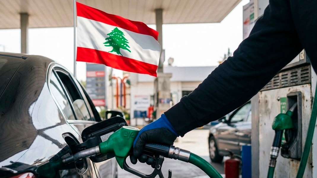 محطة بنزين و علم لبنان ai