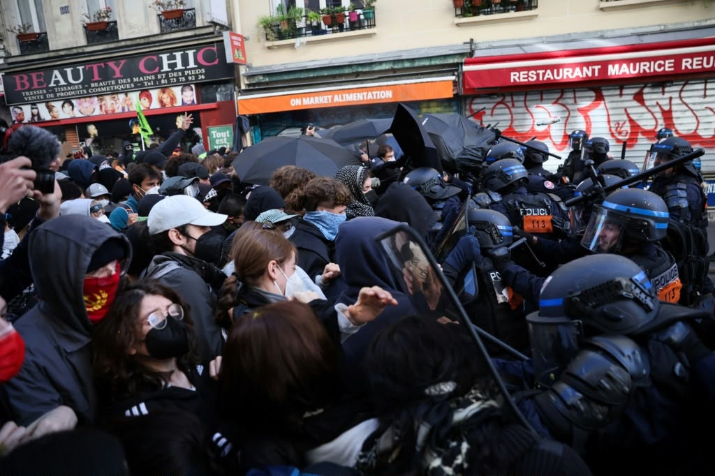 Scenes from protests in France amid social tensions and rising living costs (AFP).