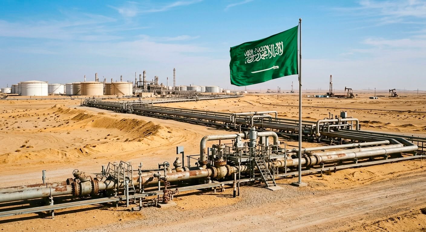 خط أنابيب نفط وسط صحراء سعودية ai