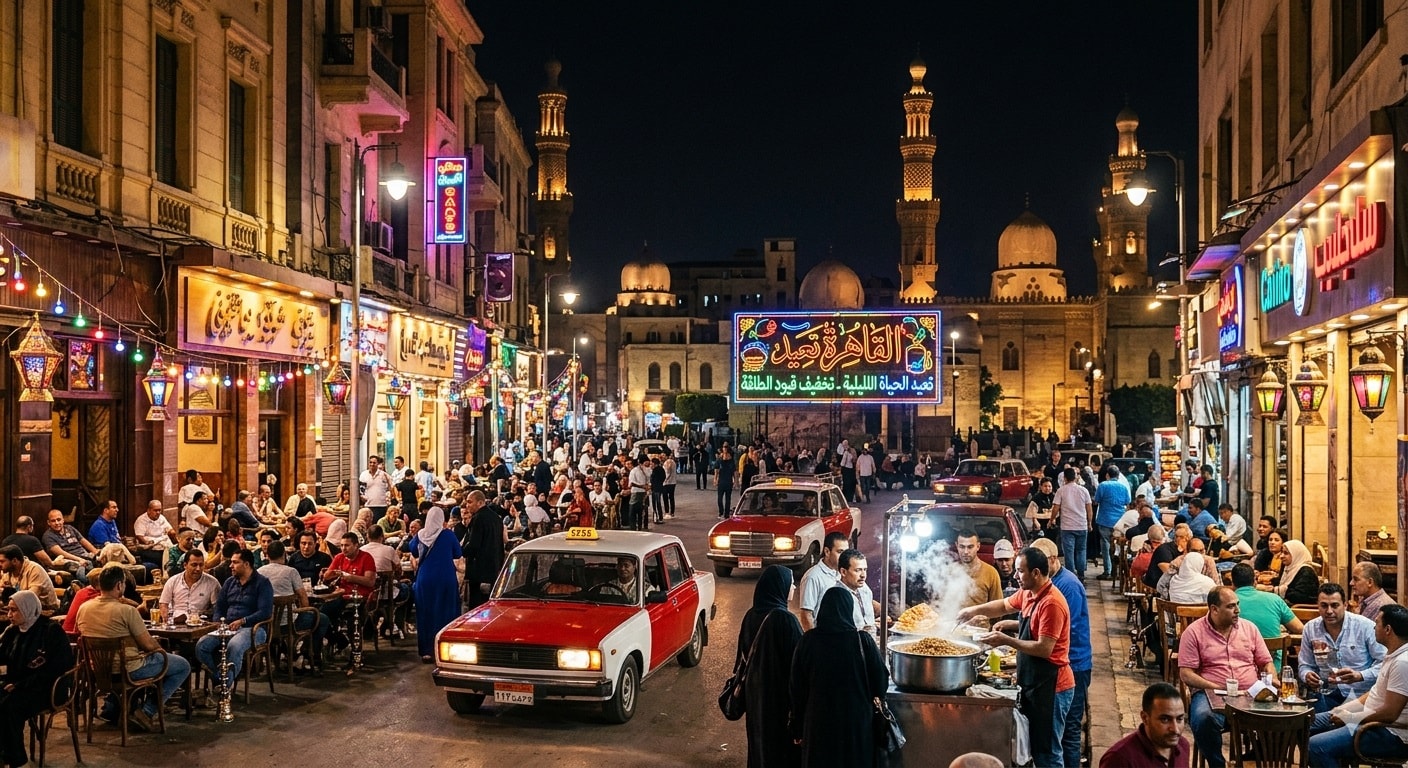 القاهرة تستعيد نشاطها ليلًا_صورة مولدة عبر الذكاء الاصطناعي