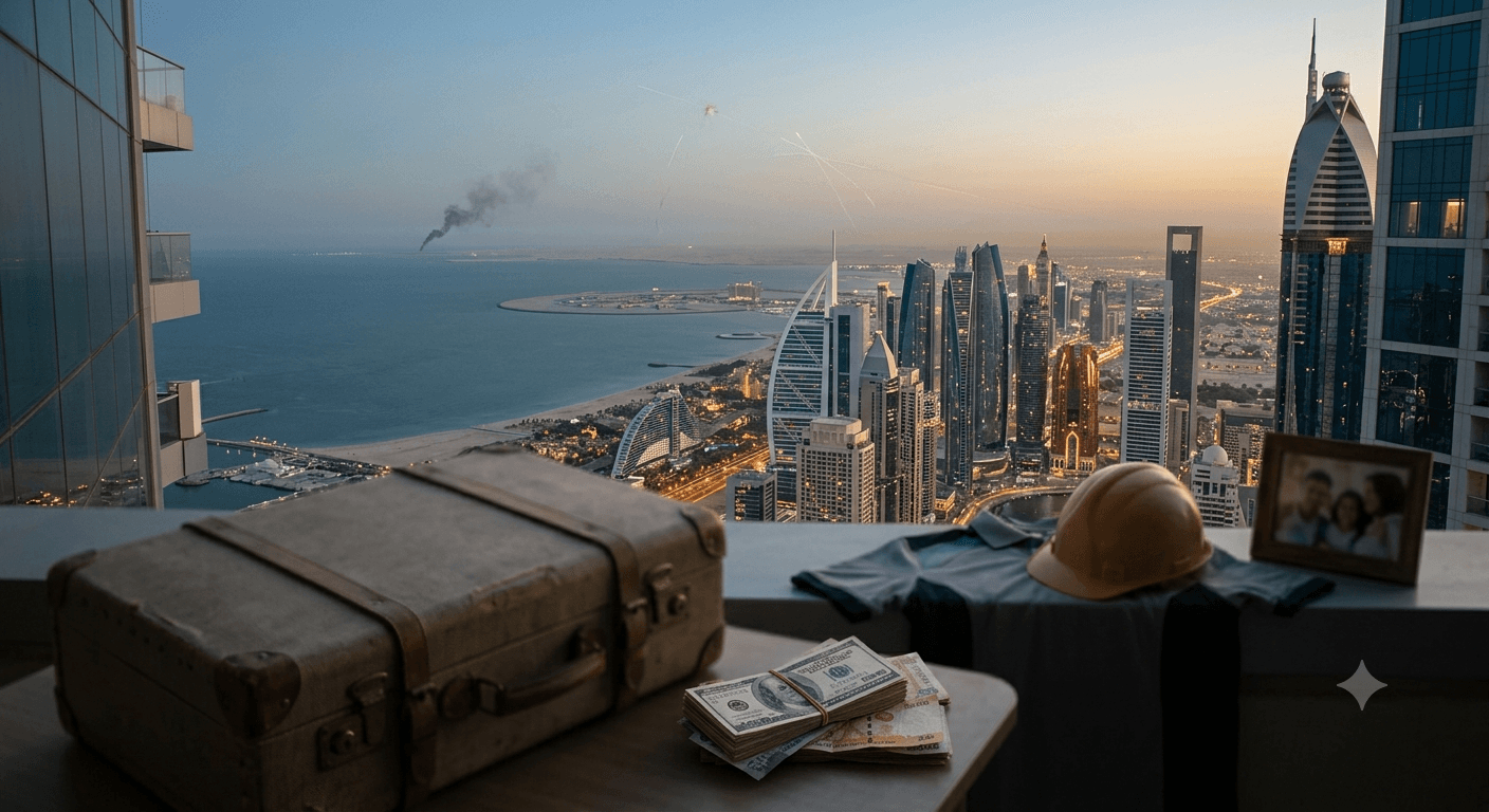  صورة تجسد معضلة المغتربين في الخليج ai