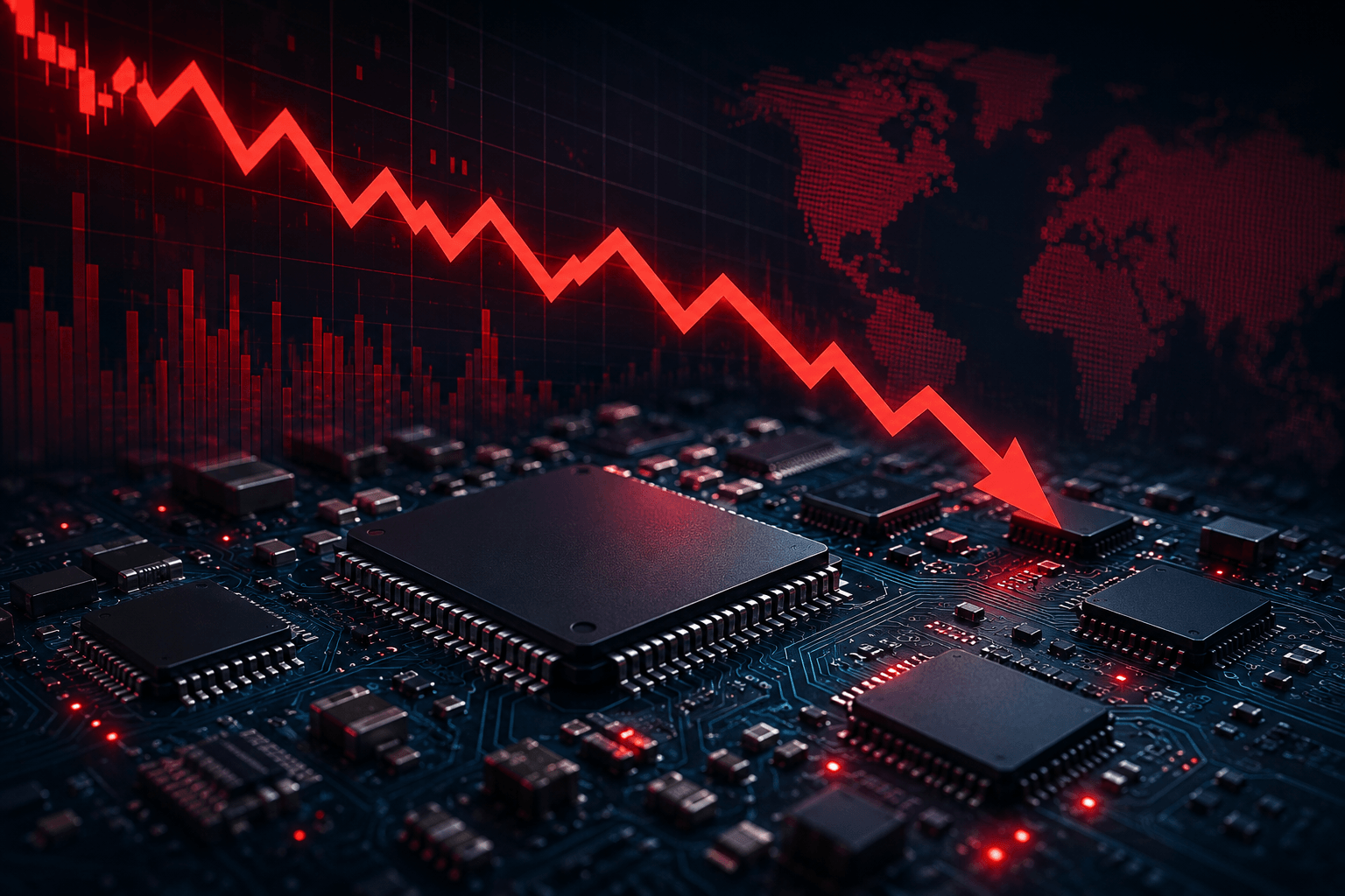 (ai)هبوط أسهم التكنولوجيا وسط ضغوط سوق الرقائق