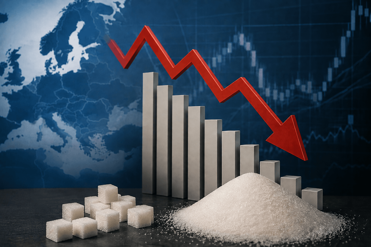 انخفاض إنتاج السكر الأوروبي إلى أدنى مستوياته منذ أكثر من عقد
