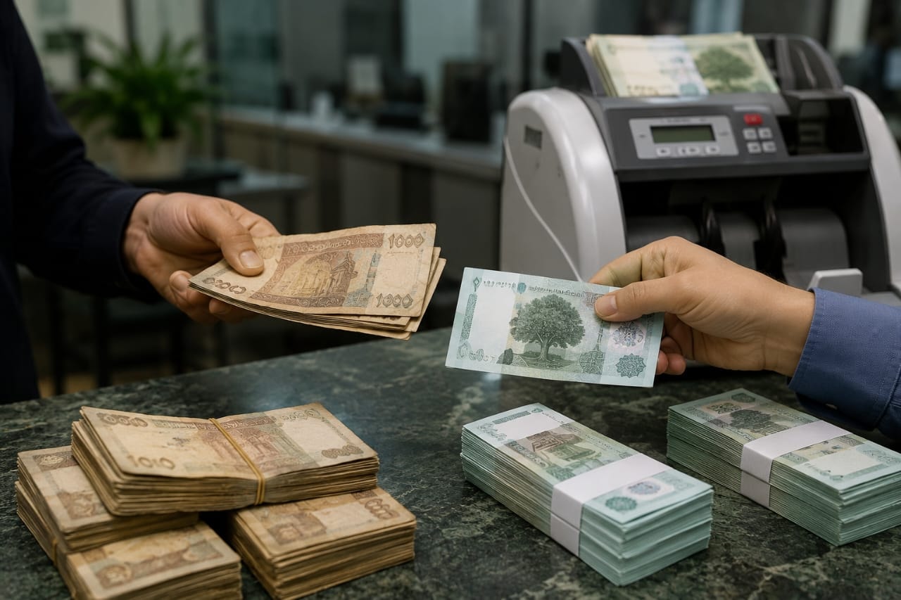 استبدال العملة السورية ai