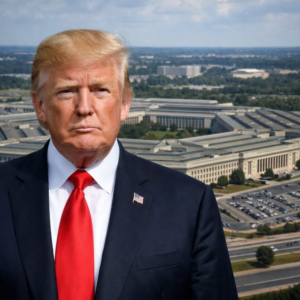 الرئيس الأميركي دونالد ترامب وخلفه مبنى البنتاغون في واشنطن