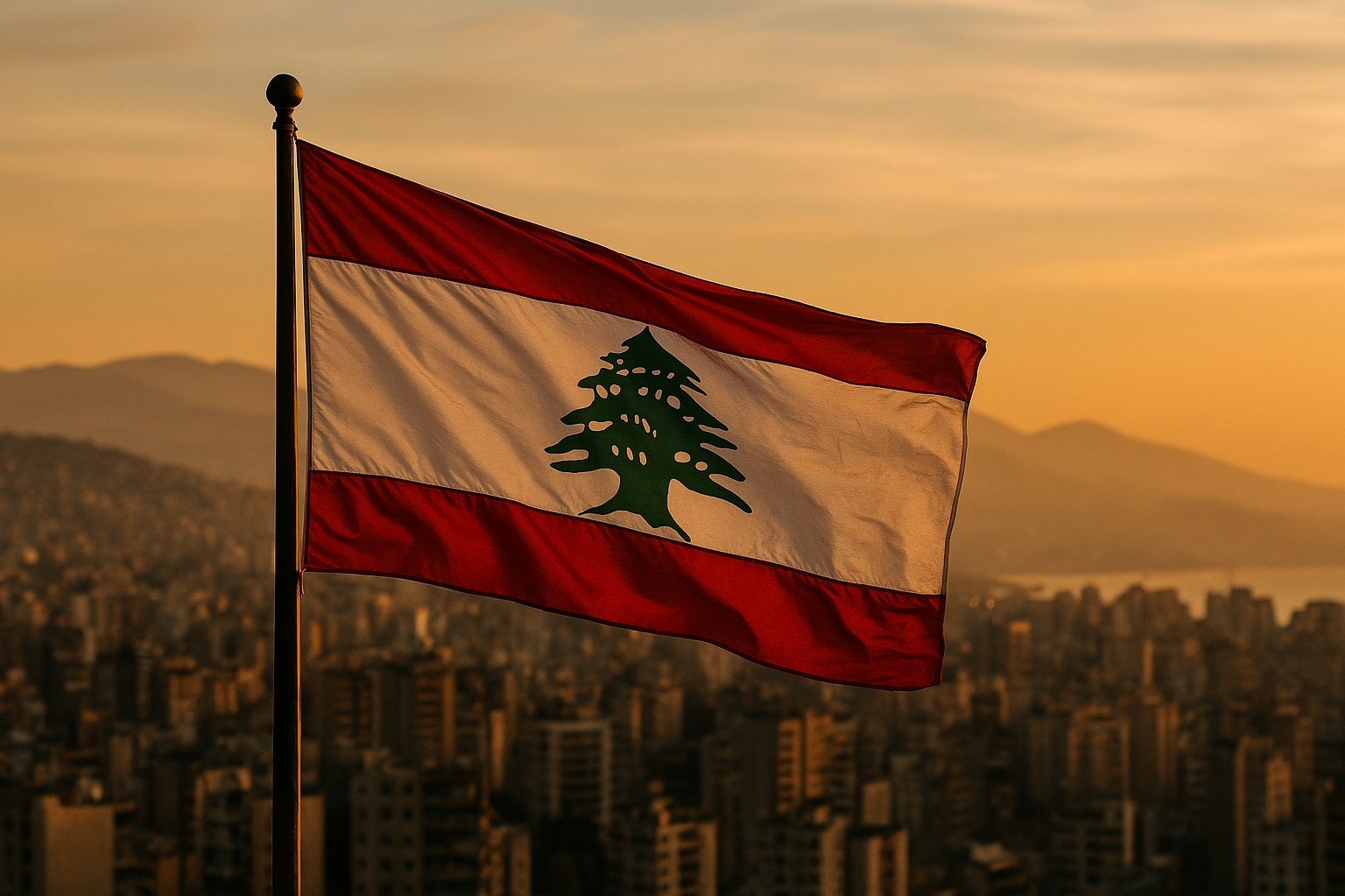 علم لبنان فوق المدينة - سنيب