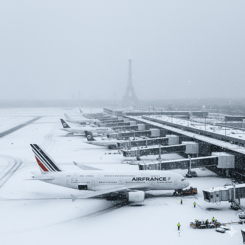 تأخير مئات الرحلات في مطار باريس بسبب الضباب وتساقط الثلوج