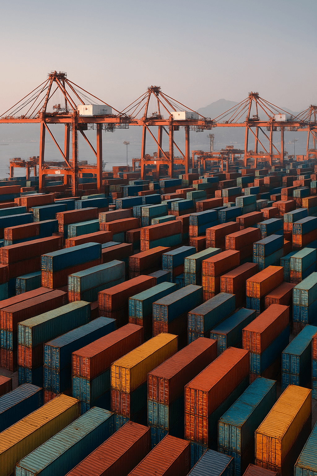 حاويات متراصة في ميناء