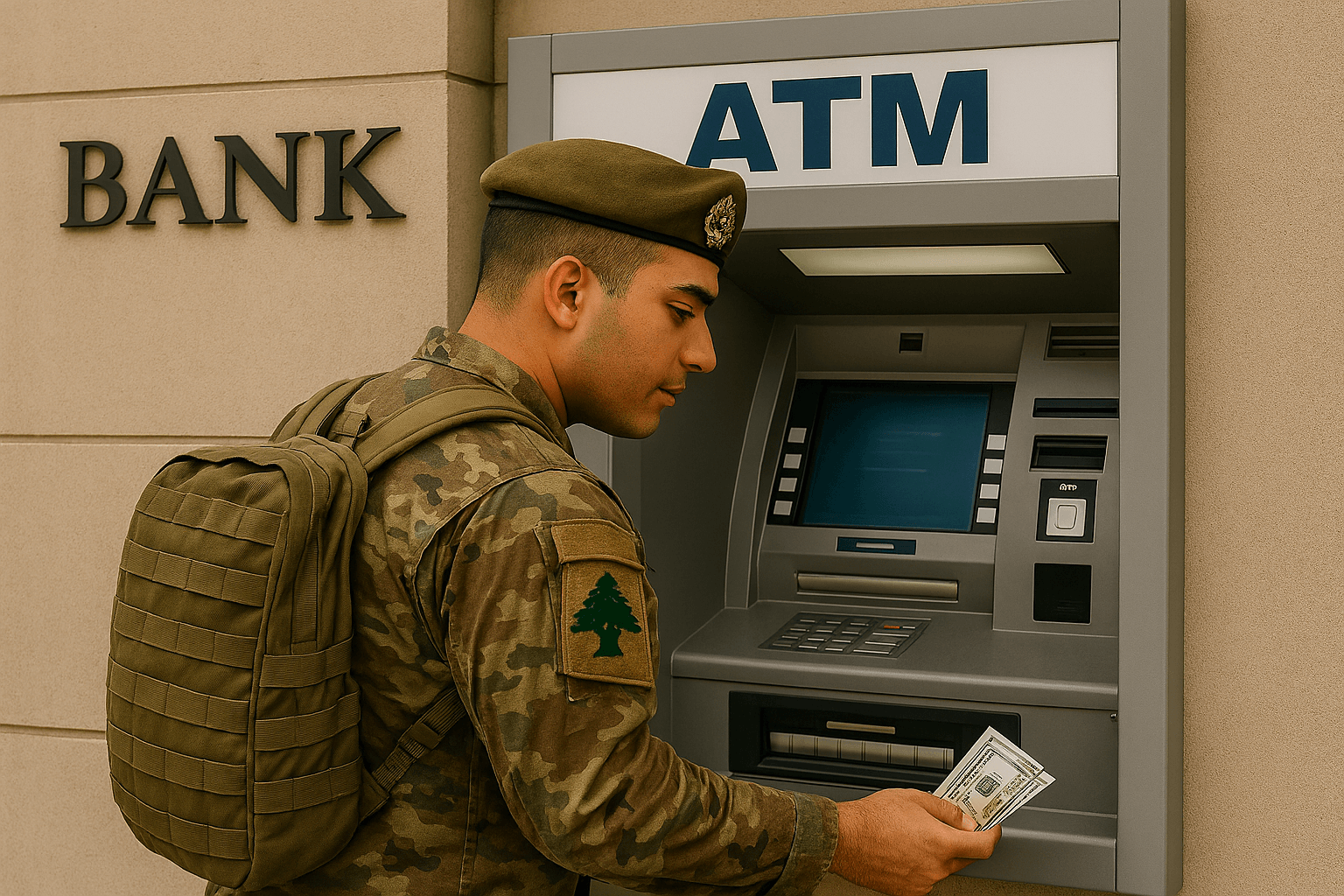 عسكري لبنان يسحب راتبه من الصراف الآلي