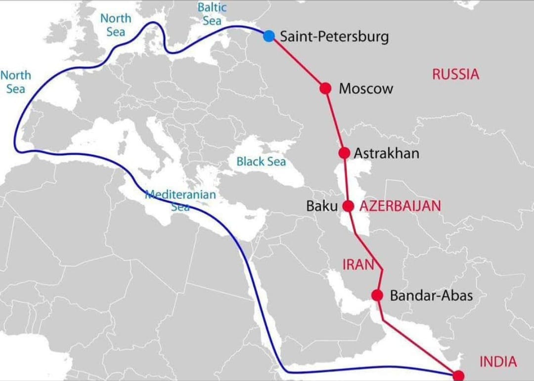 خريطة الممر الهندي الروسي عبر إيران يهدد قناة السويس