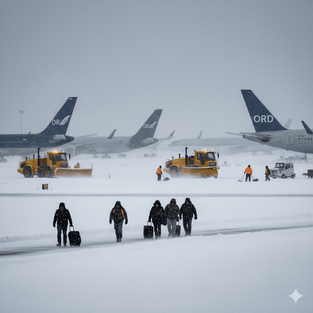 شيكاغو تلغي الرحلات الجوية بعد عاصفة ثلجية قاسية