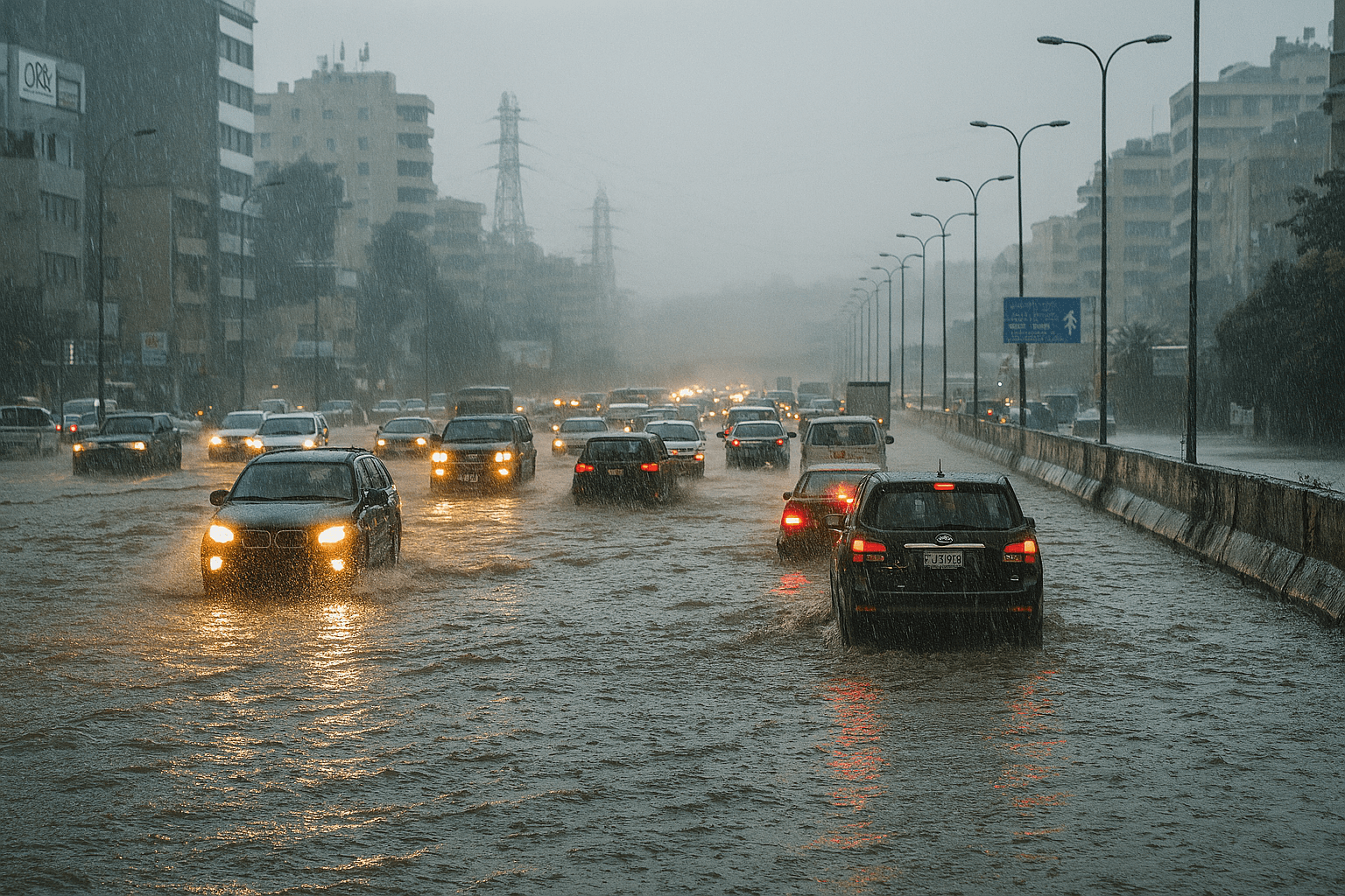 غرفة التحكم المروري تدعو السائقين للحذر بسبب الأمطار