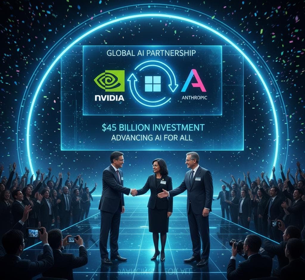 إنفيديا ومايكروسوفت وأنثروبيك يعلنون شراكة بقيمة 45 مليار دولار لتطوير الذكاء الاصطناعي