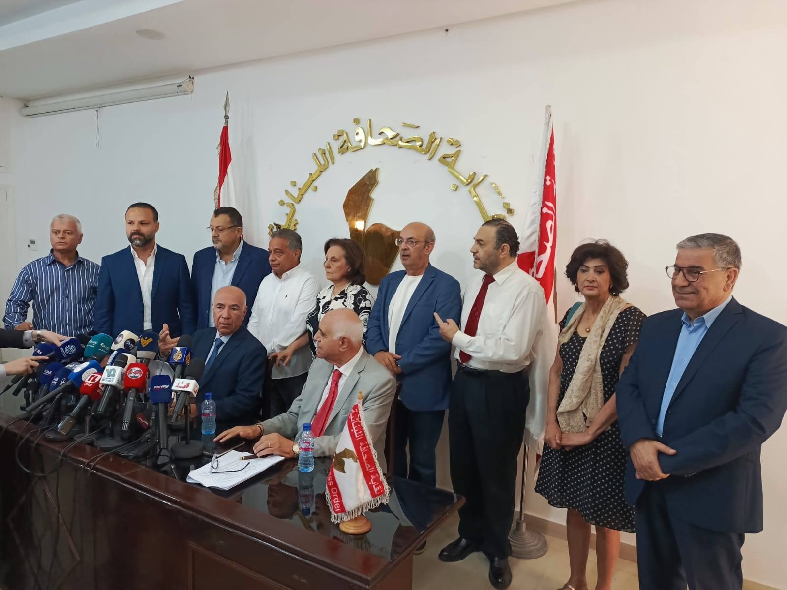 مؤتمر صحفي مشترك عقدته نقابة الصحافة اللبنانية ونقابة المحررين في بيروت في 12 أغسطس 2026