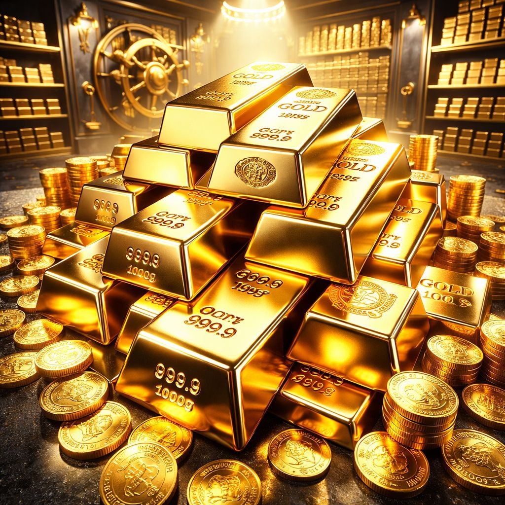 سبائك ذهبية تظهر ارتفاع أسعار الذهب في بورصة كومكس إلى أكثر من 5100 دولار للأونصة وسط ترقب بيانات التضخم وانخفاض أحجام التداول.