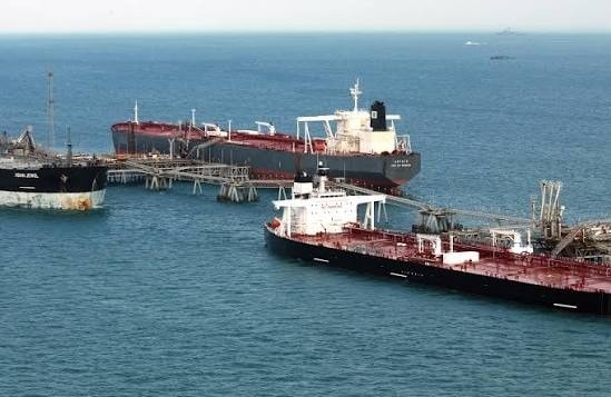 Oil tankers in a maritime port area