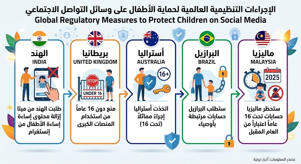 الإجراءات التنظيمية التي اتخذتها الدول ضد منصات التواصل الاجتماعي لحماية الأطفال