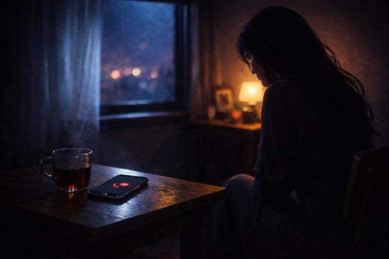 صورة فتاة في غرفة مظلمة AI