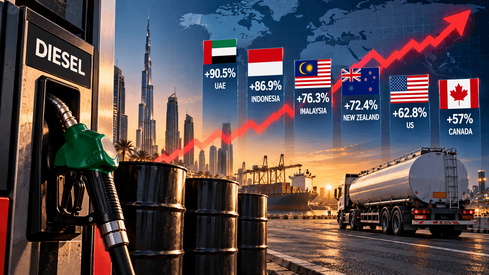 أسعار الديزل ترتفع عالمياً والإمارات تتصدر الزيادات